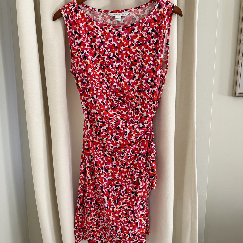 Diane Von Furstenberg Red Pink Floral Sleeveless Midi Dress